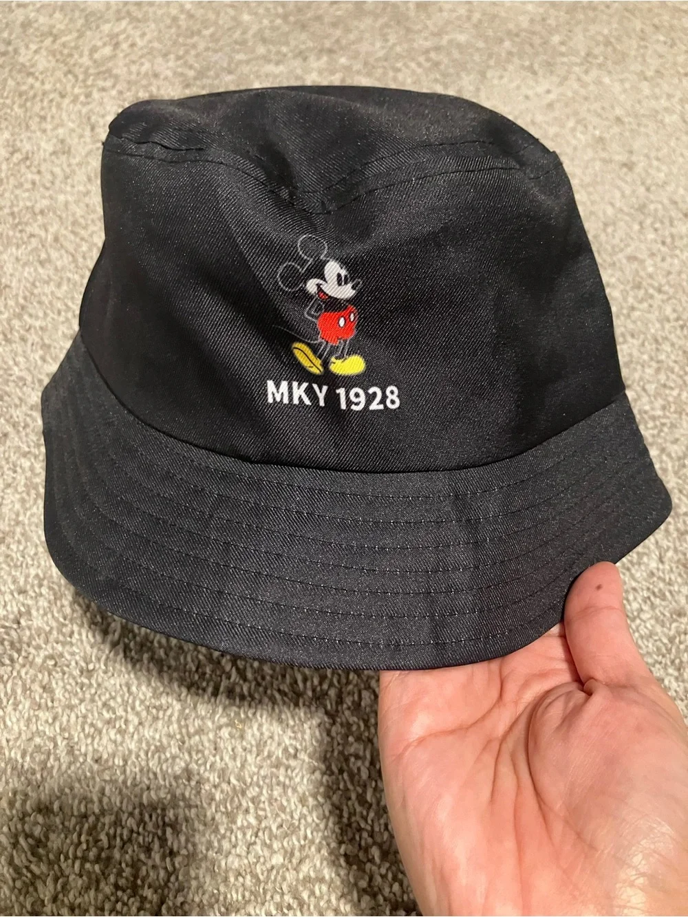 DISNEY PARKS DISNEYLAND RESORT BLACK BUCKET HAT MICKEY 1928 MKY ONE SIZE